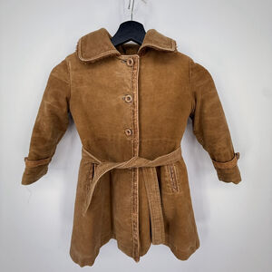 Vintage Tailored Toys Pea Coat Brown Red Faux Fur Lined Toddler see measurement